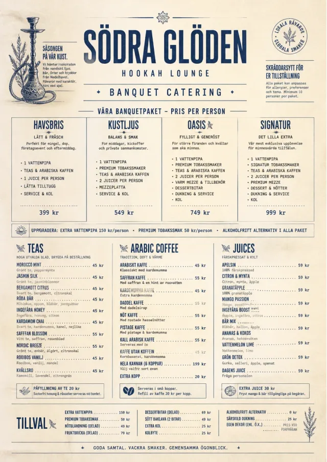 Banquet Catering hookah-menu menu template preview