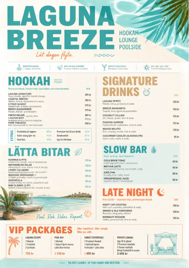 Resort Poolside hookah-menu menu template preview
