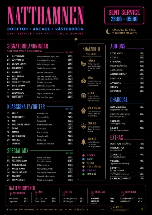 Late Night Service hookah-menu menu template preview