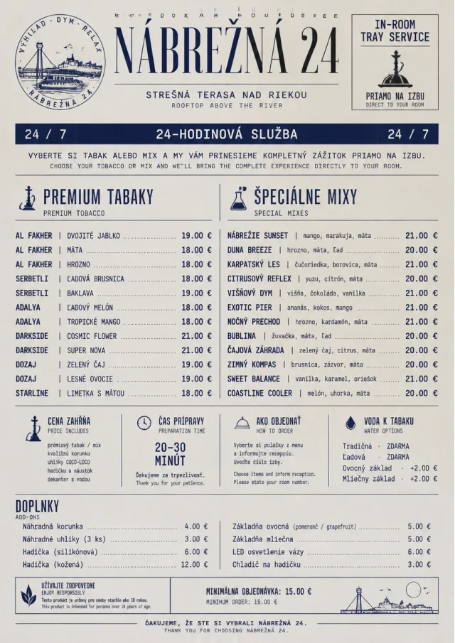 In-Room Tray Service hookah-menu menu template preview