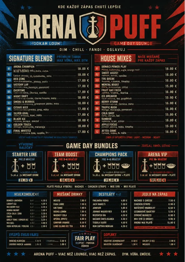 Sports Arena Energy hookah-menu menu template preview