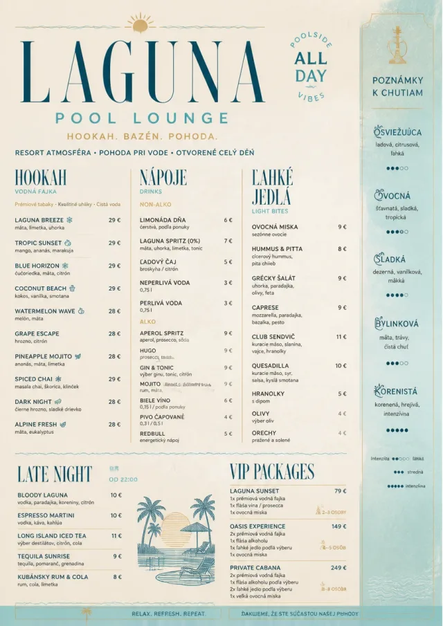 Resort Poolside hookah-menu menu template preview