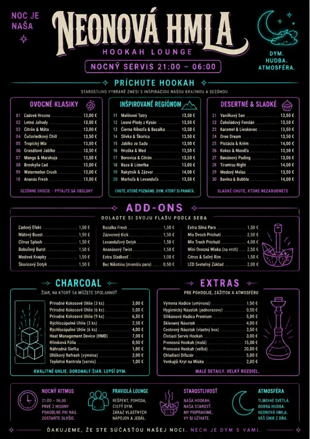 Late Night Service hookah-menu menu template preview