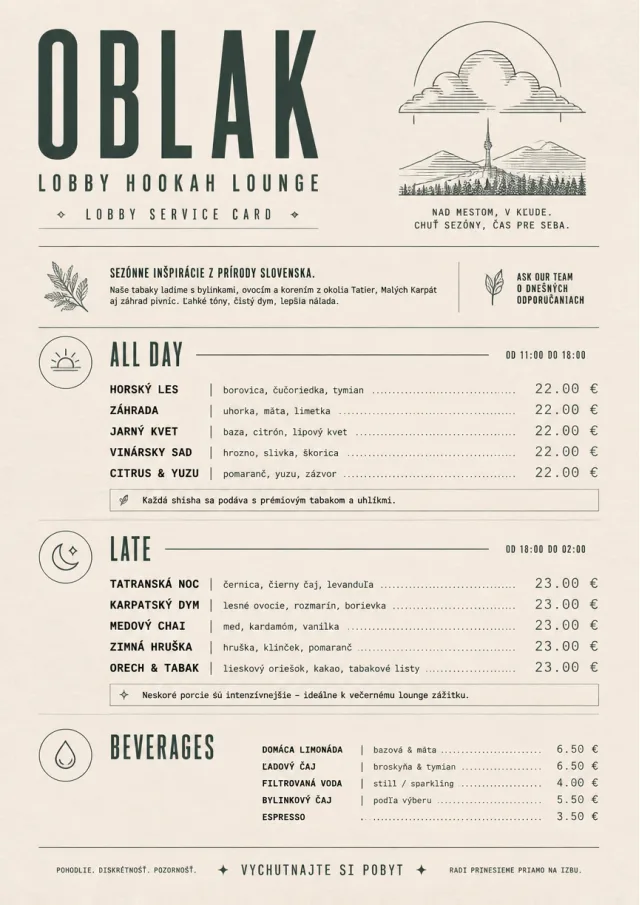 Lobby Service Card hookah-menu menu template preview