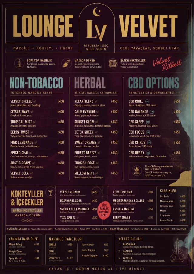 Lounge Velvet hookah-menu menu template preview