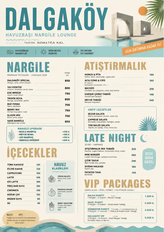 Resort Poolside hookah-menu menu template preview