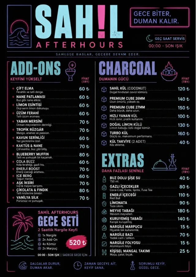 Late Night Service hookah-menu menu template preview