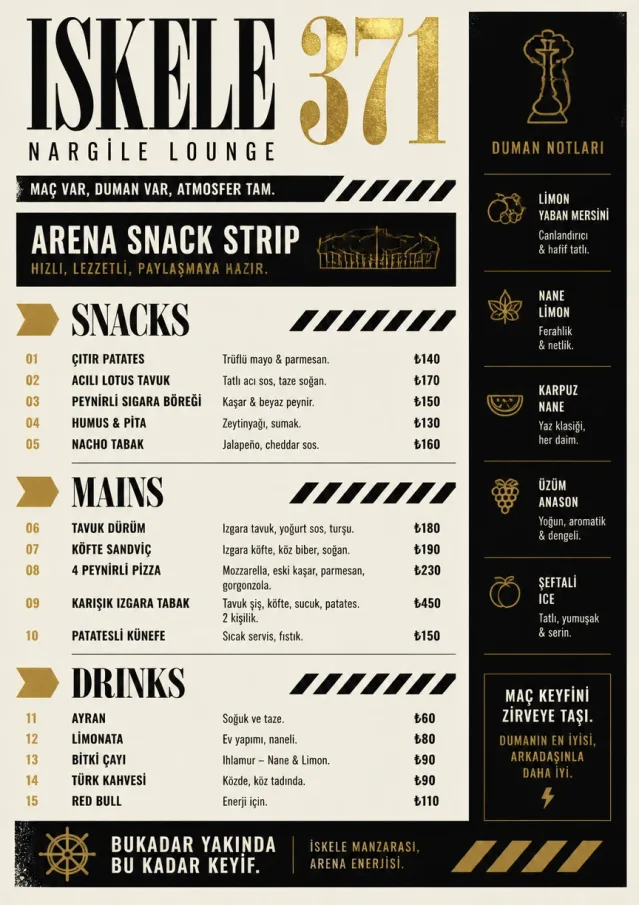 Arena Snack Strip hookah-menu menu template preview