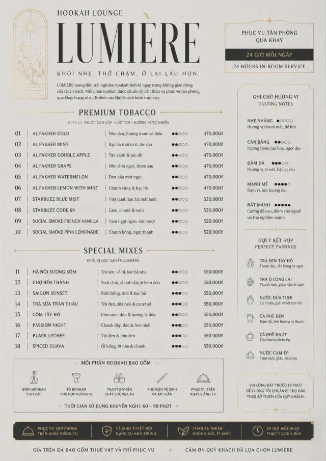 In-Room Tray Service hookah-menu menu template preview
