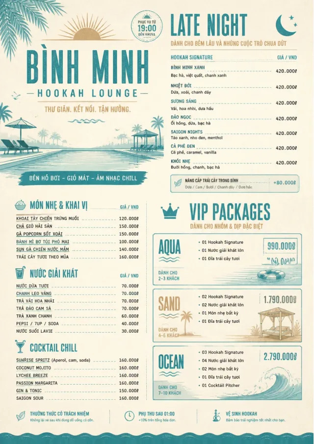 Resort Poolside hookah-menu menu template preview
