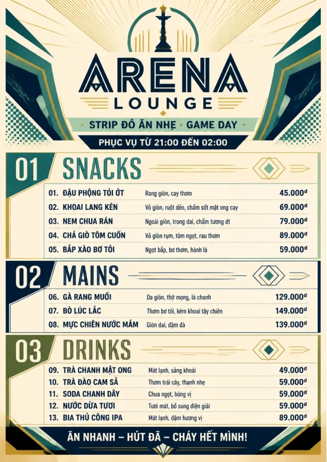 Arena Snack Strip hookah-menu menu template preview