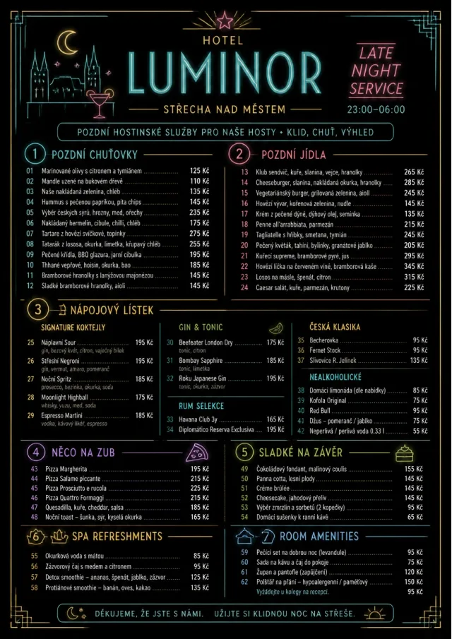 Late Night Service hotel-menu menu template preview