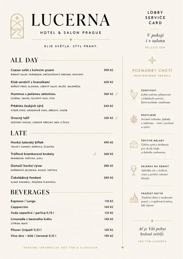 Lobby Service Card hotel-menu menu template preview
