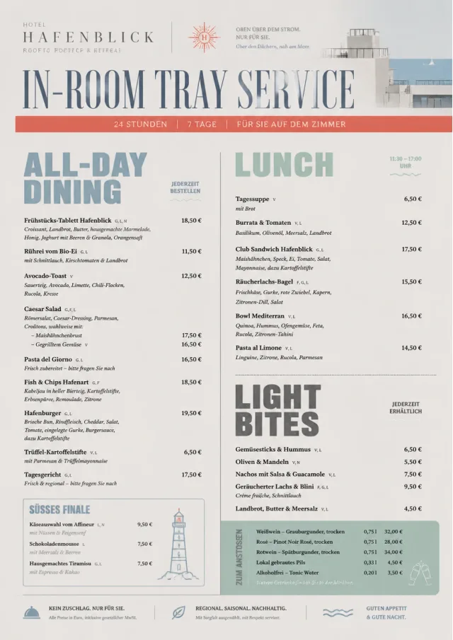 In-Room Tray Service hotel-menu menu template preview