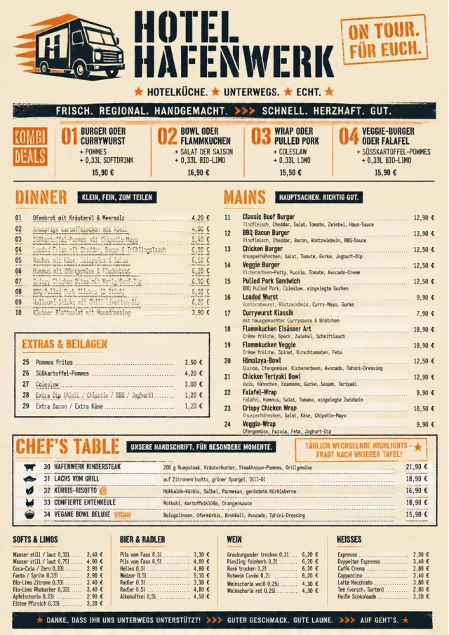 Food Truck Bold hotel-menu menu template preview