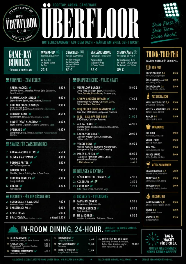 Sports Arena Energy hotel-menu menu template preview
