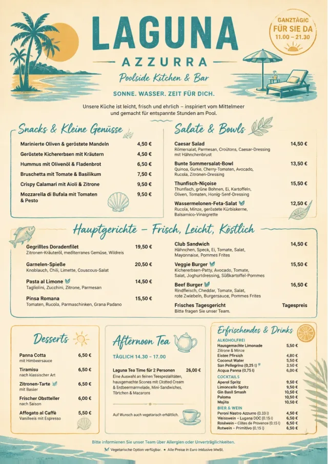 Resort Poolside hotel-menu menu template preview