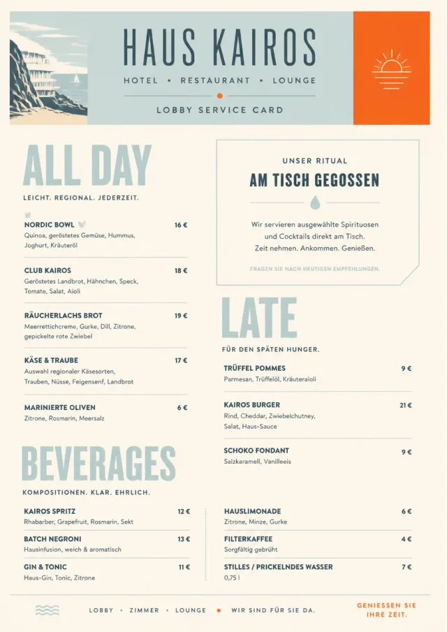 Lobby Service Card hotel-menu menu template preview