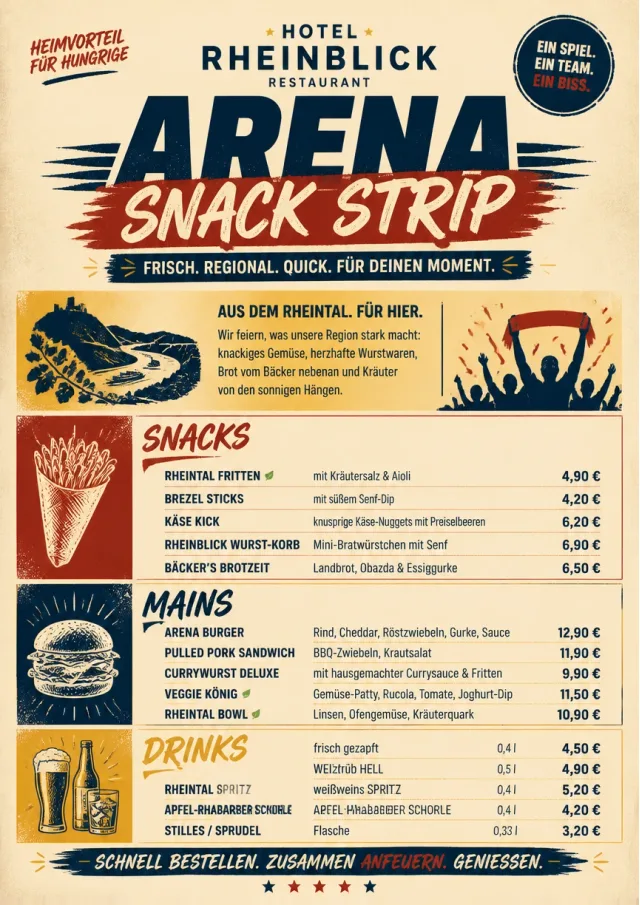 Arena Snack Strip hotel-menu menu template preview