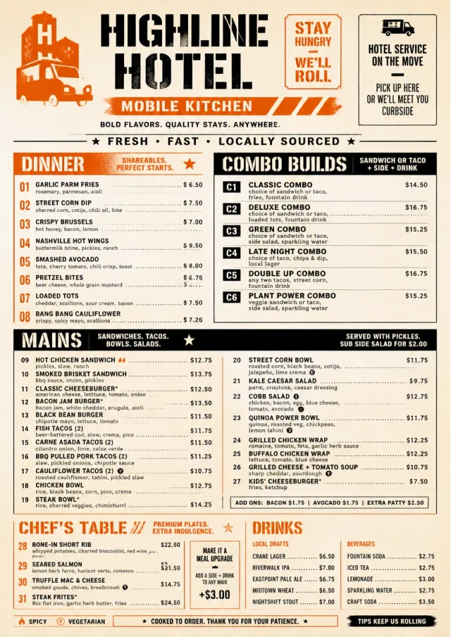 Food Truck Bold hotel-menu menu template preview