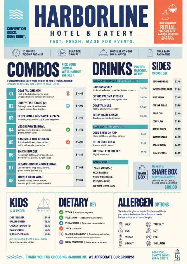 Convention Quick hotel-menu menu template preview
