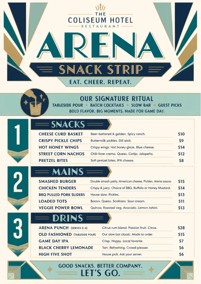 Arena Snack Strip hotel-menu menu template preview