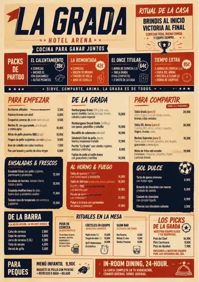 Sports Arena Energy hotel-menu menu template preview