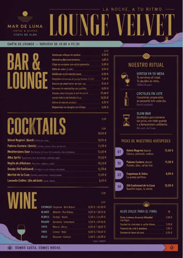Lounge Velvet hotel-menu menu template preview