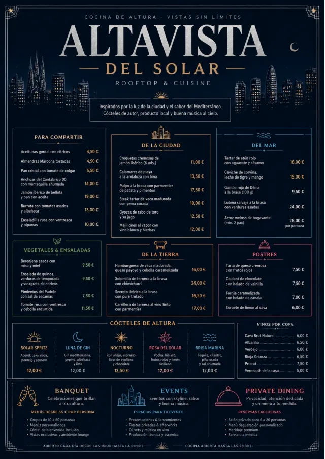 Rooftop Skyline hotel-menu menu template preview