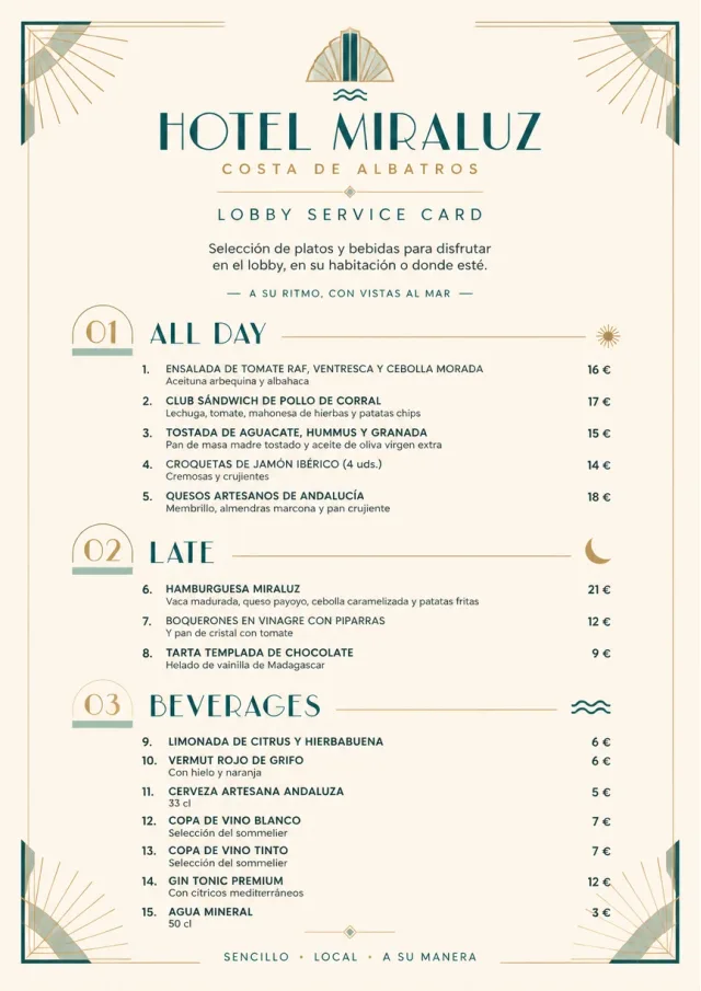 Lobby Service Card hotel-menu menu template preview