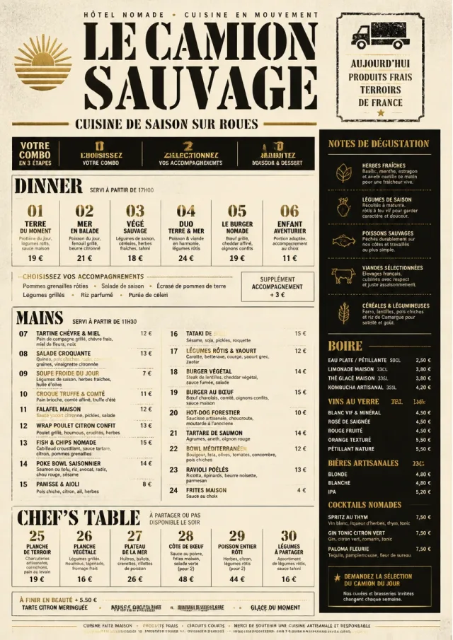 Food Truck Bold hotel-menu menu template preview