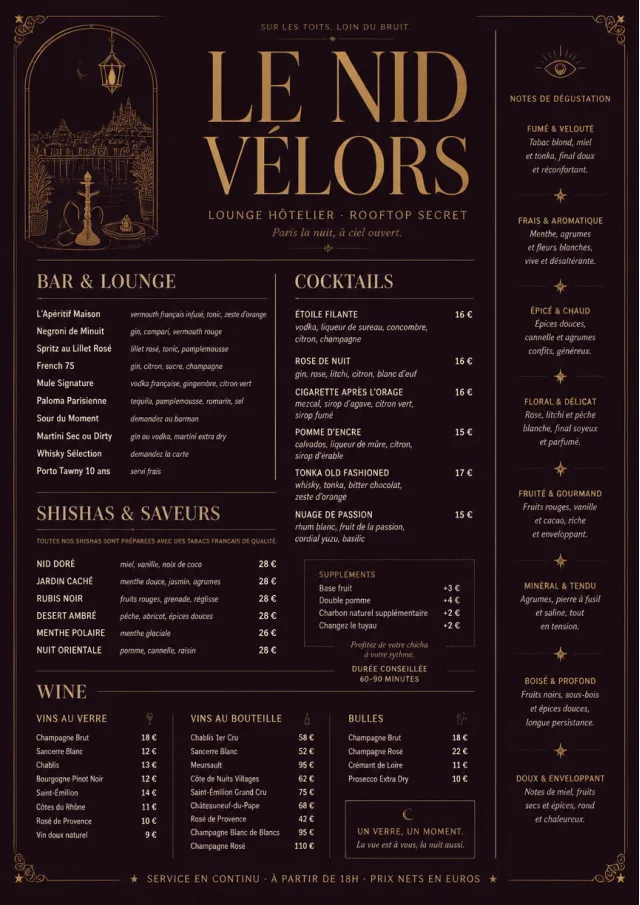 Lounge Velvet hotel-menu menu template preview