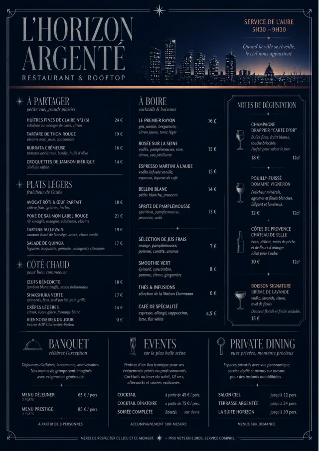 Rooftop Skyline hotel-menu menu template preview