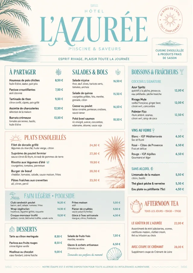 Resort Poolside hotel-menu menu template preview