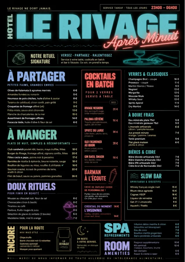 Late Night Service hotel-menu menu template preview
