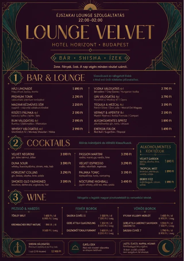 hotel lounge velvet hotel-menu menu template preview