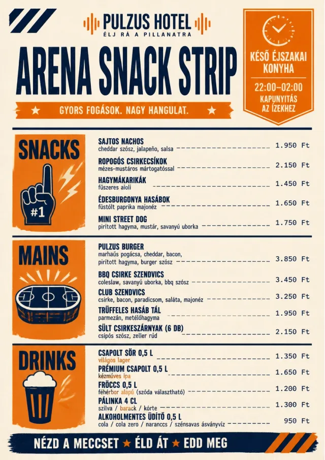 Arena Snack Strip hotel-menu menu template preview