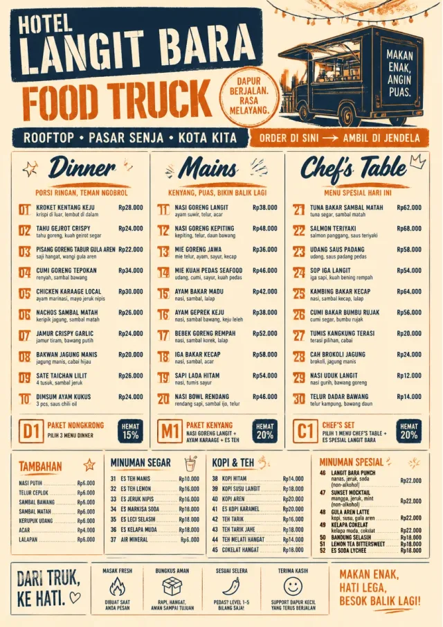 Food Truck Bold hotel-menu menu template preview