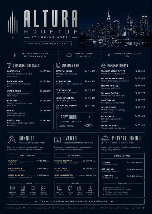 hotel rooftop skyline hotel-menu menu template preview