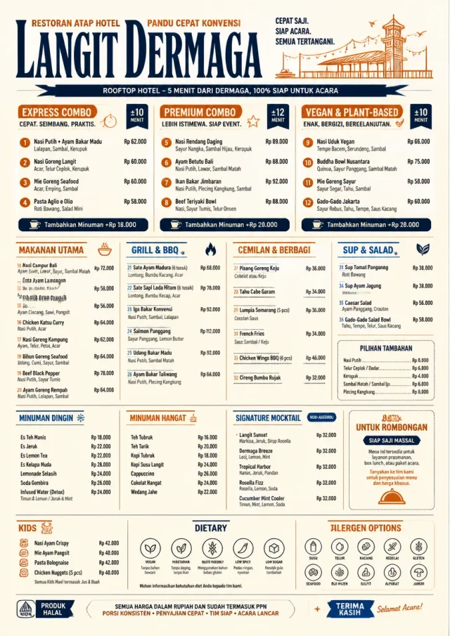 Convention Quick hotel-menu menu template preview