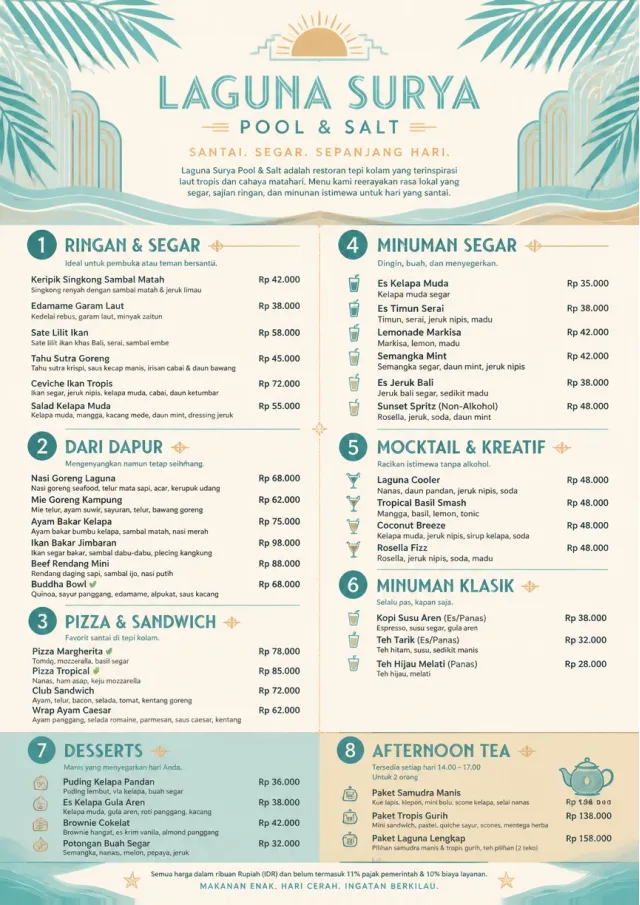 Resort Poolside hotel-menu menu template preview