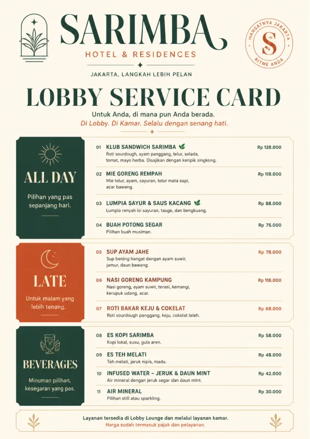 Lobby Service Card hotel-menu menu template preview