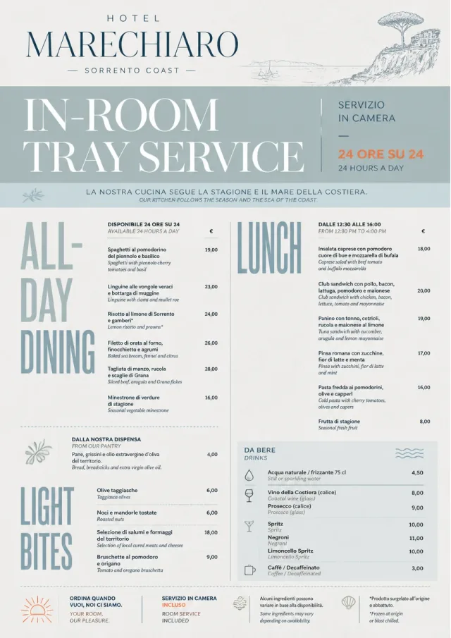 In-Room Tray Service hotel-menu menu template preview