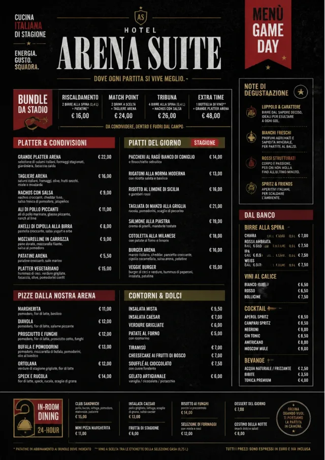 Sports Arena Energy hotel-menu menu template preview