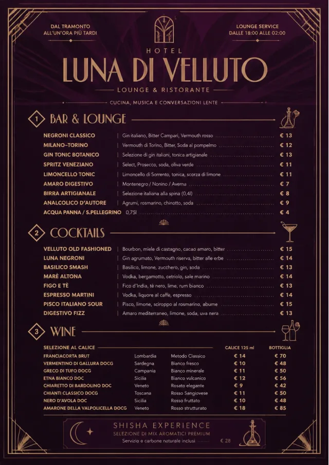 Lounge Velvet hotel-menu menu template preview