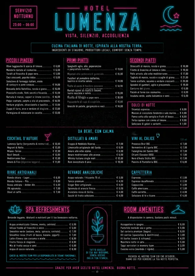Late Night Service hotel-menu menu template preview