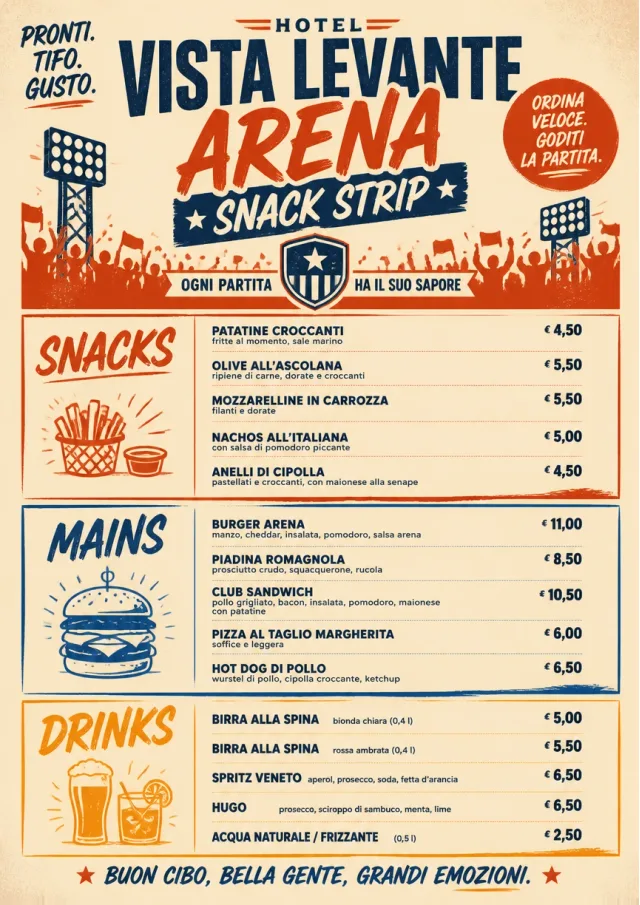 Arena Snack Strip hotel-menu menu template preview