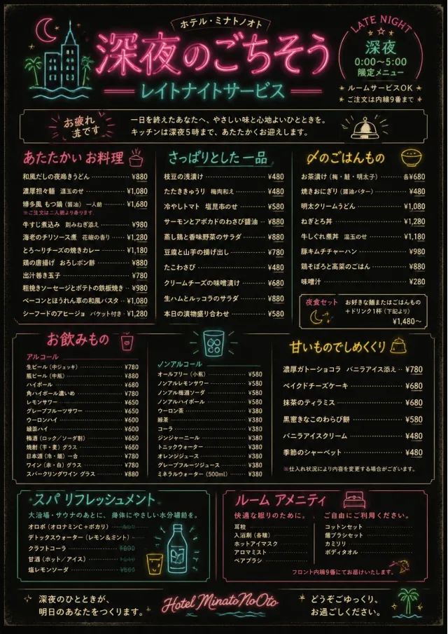 hotel late night service hotel-menu menu template preview