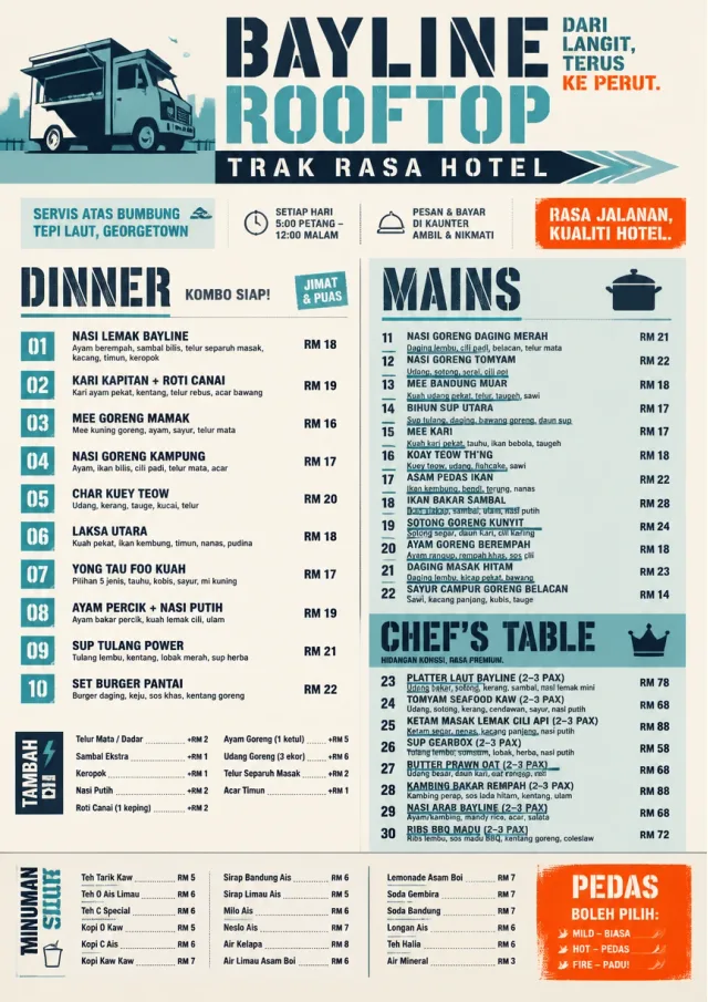 Food Truck Bold hotel-menu menu template preview