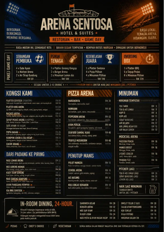 Sports Arena Energy hotel-menu menu template preview